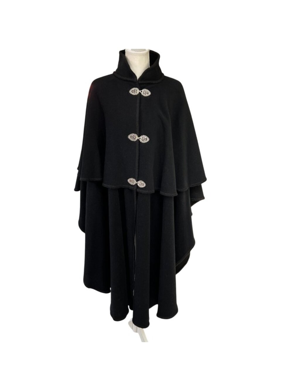 Vintage Casco Bay Wool Works Heavy Black Cape OS
